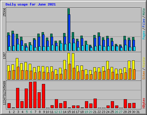 Daily usage for June 2021